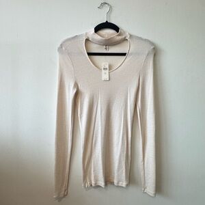 Anthropologie Cream Cutout Long Sleeve Women's Top Size Small NWT